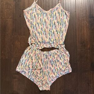 Joyspun feather pattern Multicolor Women's Pajama Short Set M